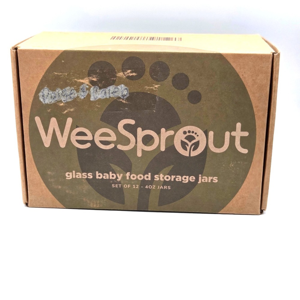 NEW Wee Sprout Glass Storage 4 oz Baby Food Jars Set of 6 Multicolored Lids